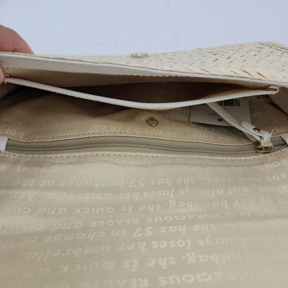 Kate Spade New York Neutral Straw Splash Out Hello Stranger Clutch. - Picture 13 of 16